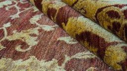 Full view of New Isfahan rug from Iran / Persia, 208 × 146 cm in Dark red tones