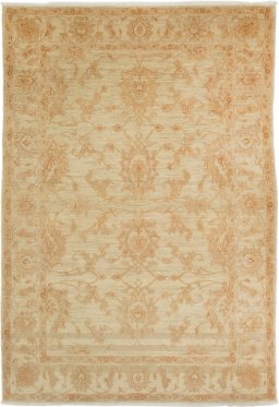 Full view of New Isfahan rug from Iran / Persia, 280 × 197 cm in Cream tones