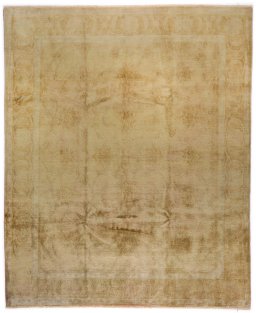 Full view of New Isfahan rug from Iran / Persia, 305 × 242 cm in Beige tones