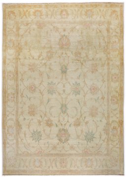 Full view of New Isfahan rug from Iran / Persia, 322 × 230 cm in Beige tones