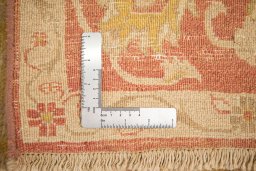 Close-up detail of New Isfahan rug from Iran / Persia showing Wool weave