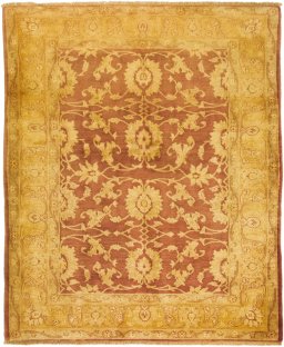 Full view of New Isfahan rug from Iran / Persia, 210 × 175 cm in Red tones