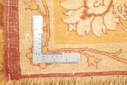 Close-up detail of New Isfahan rug from Iran / Persia showing Wool weave