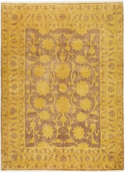 Full view of New Isfahan rug from Iran / Persia, 236 × 175 cm in Brown tones