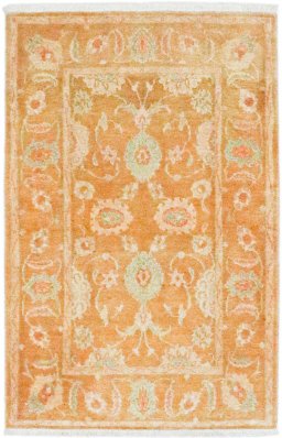 Full view of New Isfahan rug from Iran / Persia, 152 × 100 cm in Terracotta tones