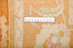 Close-up detail of New Isfahan rug from Iran / Persia showing Wool weave