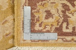 Full view of New Isfahan rug from Iran / Persia, 407 × 80 cm in Beige tones