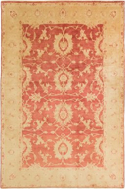 Full view of New Isfahan rug from Iran / Persia, 287 × 192 cm in Red tones