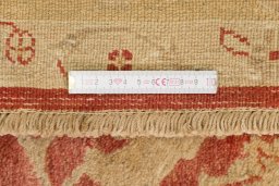 Corner detail of New Isfahan rug showing border pattern and Wool pile