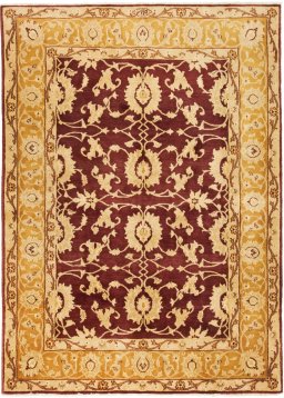 Full view of New Isfahan rug from Iran / Persia, 248 × 173 cm in Dark red tones