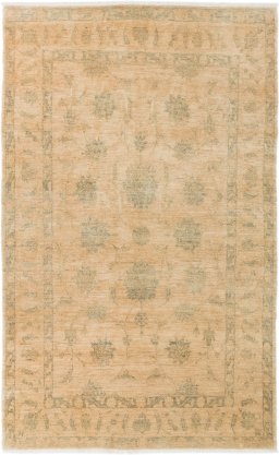 Full view of New Isfahan rug from Iran / Persia, 273 × 167 cm in Beige tones