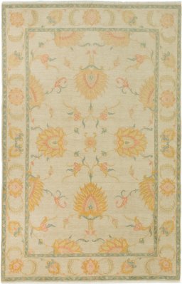 Full view of New Isfahan rug from Iran / Persia, 295 × 200 cm in Cream tones