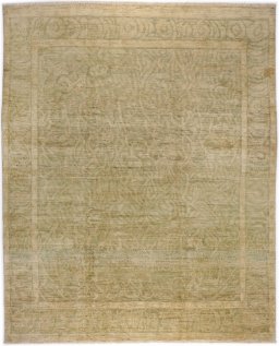 Full view of New Isfahan rug from Iran / Persia, 305 × 245 cm in Green tones