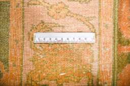 Close-up detail of New Isfahan rug from Iran / Persia showing Wool weave