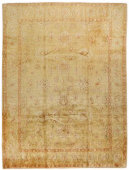 Full view of New Isfahan rug from Iran / Persia, 316 × 238 cm in Beige tones