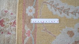 Full view of New Isfahan rug from Iran / Persia, 316 × 238 cm in Beige tones