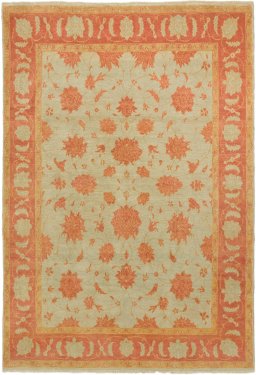 Full view of New Isfahan rug from Iran / Persia, 290 × 188 cm in Cream tones