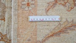 Full view of New Isfahan rug from Iran / Persia, 343 × 243 cm in Beige tones