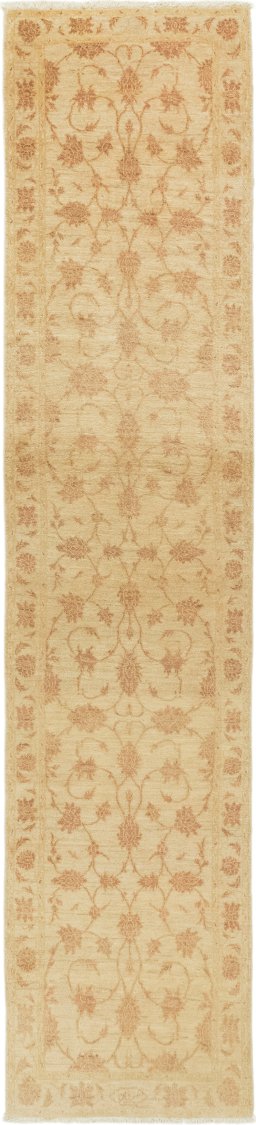 Full view of New Isfahan rug from Iran / Persia, 357 × 80 cm in Beige tones