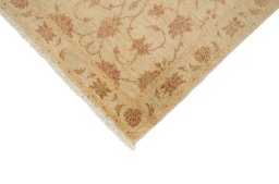 Backside of handmade New Isfahan rug showing knot structure and weave density