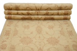 Full view of New Isfahan rug from Iran / Persia, 357 × 80 cm in Beige tones