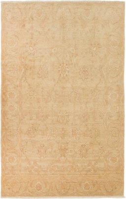 Full view of New Isfahan rug from Iran / Persia, 316 × 202 cm in Beige tones