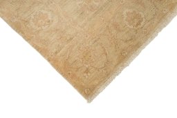 Backside of handmade New Isfahan rug showing knot structure and weave density