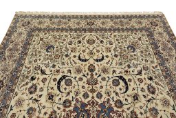 Surface texture of 1970s Isfahan rug with natural Silk and intricate pattern
