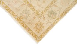 Backside of handmade New Isfahan rug showing knot structure and weave density