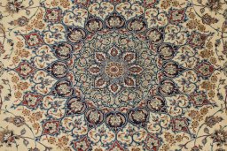 Central medallion detail of 1970s Isfahan rug from Iran / Persia