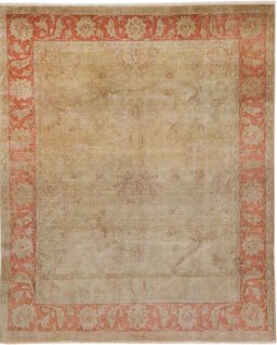 Full view of New Isfahan rug from Iran / Persia, 280 × 240 cm in Brown tones