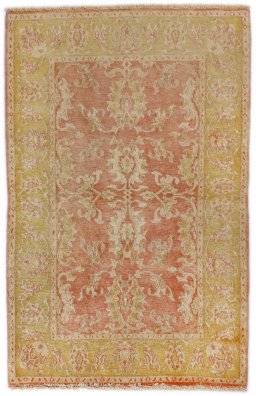 Full view of New Isfahan rug from Iran / Persia, 150 × 96 cm in Red tones