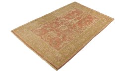 Corner detail of New Isfahan rug showing border pattern and Wool pile
