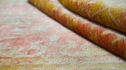 Close-up detail of New Isfahan rug from Iran / Persia showing Wool weave