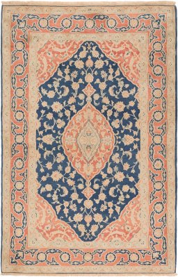 Full view of New Isfahan rug from Iran / Persia, 201 × 131 cm in Blue tones