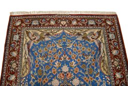 Surface texture of 1990s Isfahan rug with natural Silk and intricate pattern
