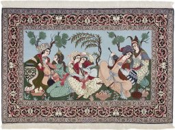 Full view of New Isfahan rug from Iran / Persia, 165 × 111 cm in Blue tones