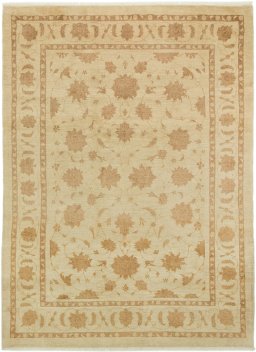 Full view of New Isfahan rug from Iran / Persia, 280 × 200 cm in Cream tones
