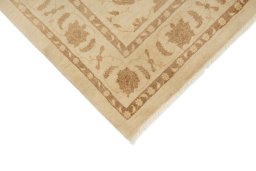 Backside of handmade New Isfahan rug showing knot structure and weave density