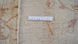 Full view of New Isfahan rug from Iran / Persia, 336 × 224 cm in Beige tones
