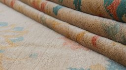 Full view of New Isfahan rug from Iran / Persia, 317 × 240 cm in Beige tones