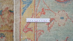 Full view of New Isfahan rug from Iran / Persia, 325 × 240 cm in Beige tones