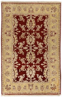 Full view of New Isfahan rug from Iran / Persia, 162 × 98 cm in Dark red tones
