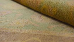 Close-up detail of New Isfahan rug from Iran / Persia showing Wool weave