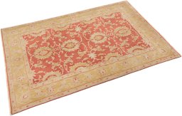 Corner detail of New Isfahan rug showing border pattern and Wool pile