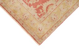 Backside of handmade New Isfahan rug showing knot structure and weave density