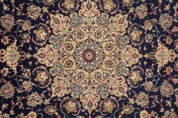 Central medallion detail of 1980s Isfahan rug from Iran / Persia