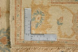 Full view of New Isfahan rug from Iran / Persia, 397 × 78 cm in Cream tones