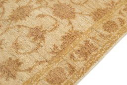 Backside of handmade New Isfahan rug showing knot structure and weave density