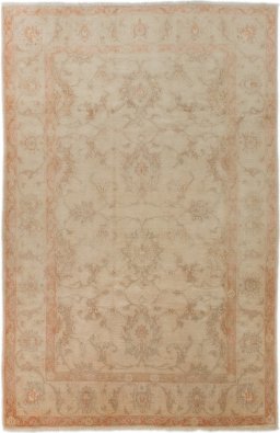 Full view of New Isfahan rug from Iran / Persia, 290 × 188 cm in Beige tones